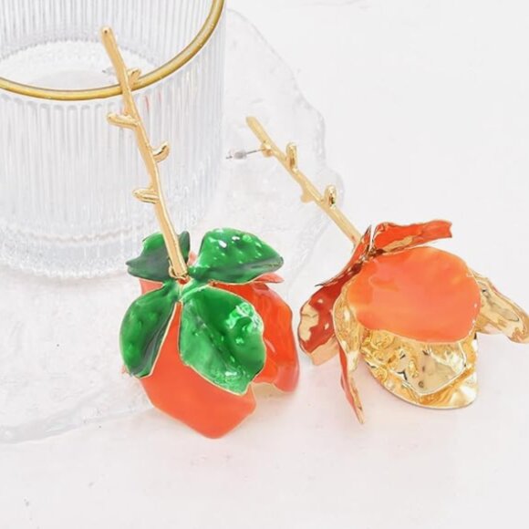 Anthropologie Long Golden Petal Flower Earrings - Picture 4 of 5